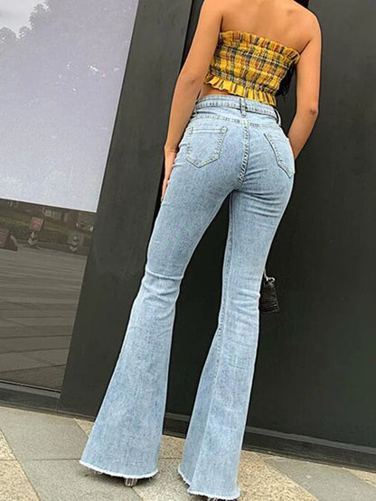 Women's Vintage High-Waisted Flare Denim Jeans