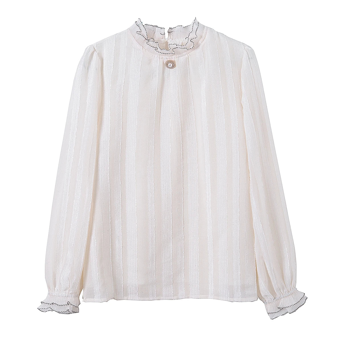 Elegant Women's Long Sleeve Chiffon Blouse Shirt