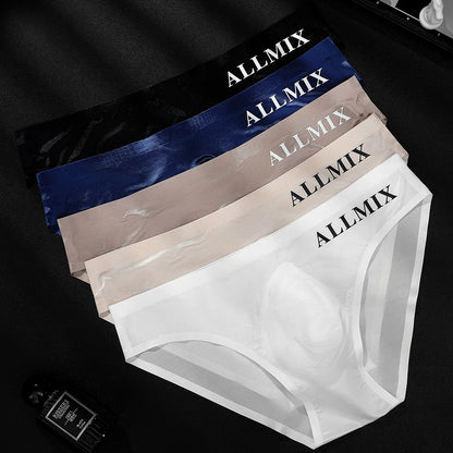 Men's Clear Ice Silk Low Waist U-Convex Seamless Briefs