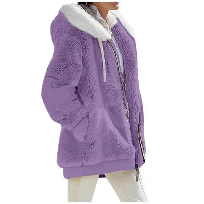 Womens  Fleece Lined Hooded Jacket - Various Colors