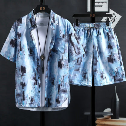 Men's Floral Two-Piece Shirt and Shorts Set