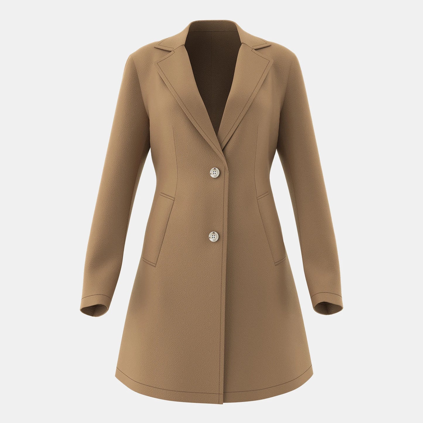 Women's Long Sleeve Lapel Coat with Single Breasted Design