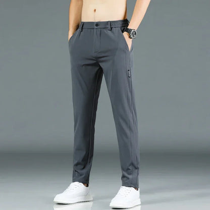 Slim Fit Stretch Men's Casual Pants with Elastic Waistband - Various Colors