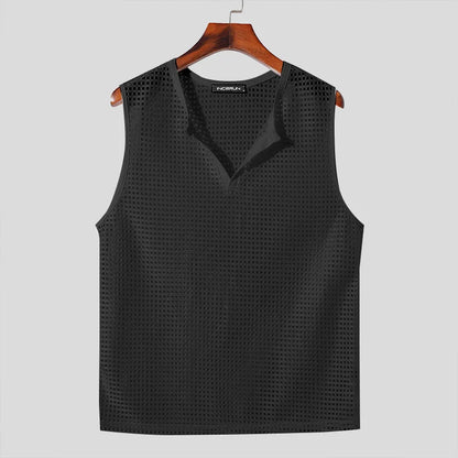 Men's Mesh V-Neck Transparent Tank Top