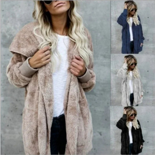 Women's Oversized Hooded Fleece Cardigan