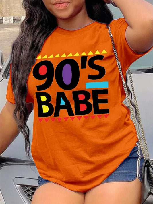 Plus Size 90's Babe Print T-shirt - Various Colors