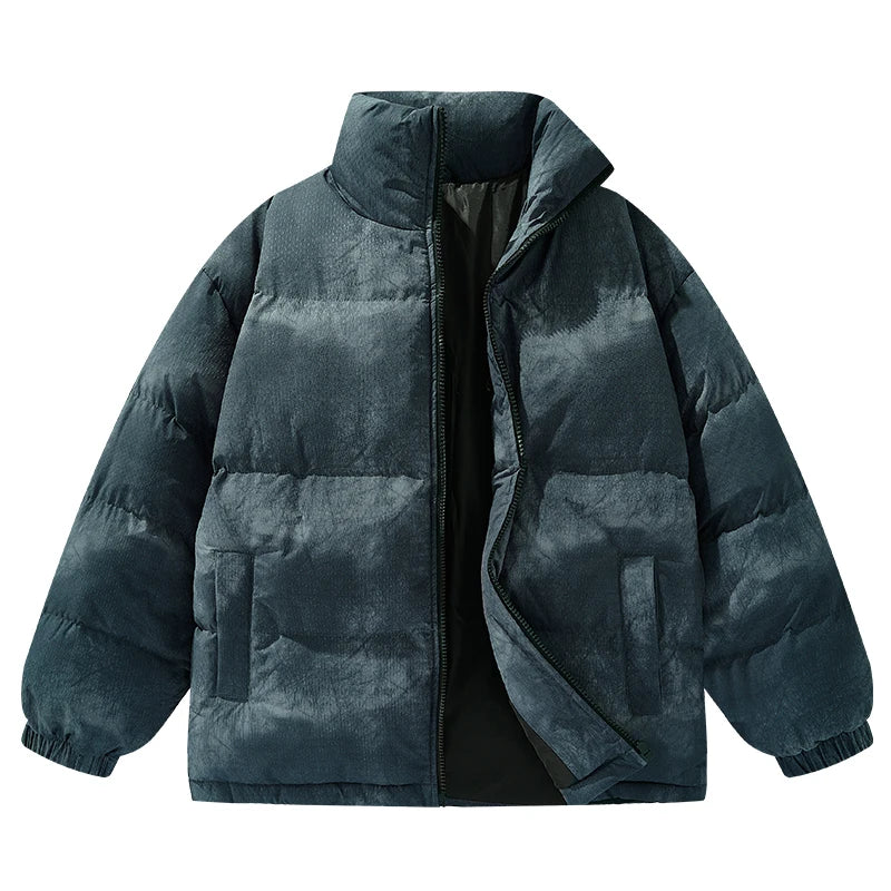 Men's Thick Cotton Puffer Parka with Stand Collar