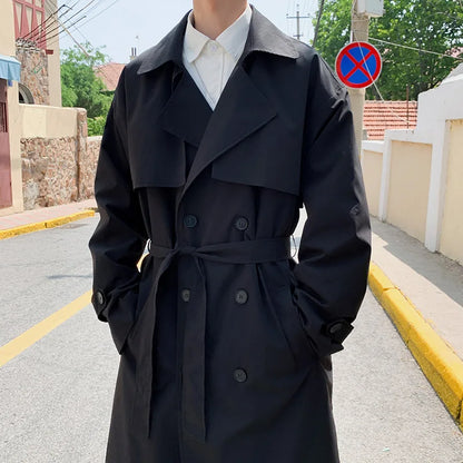 Korean-Inspired Trench Coat for Men - Streetwear Windbreaker Style