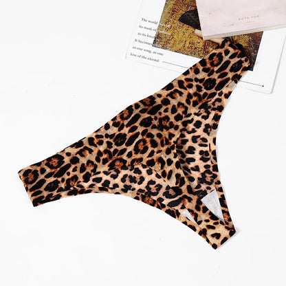 3-Piece Women's Fashion Leopard Thong Set - Seamless, Breathable, and Cozy Sexy Lingerie G-Strings