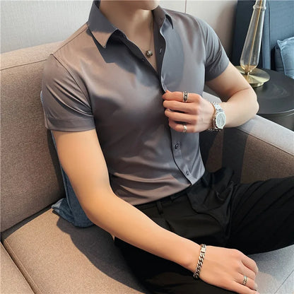 Slim Fit Casual Short Sleeve Shirt for Men - Various Colors