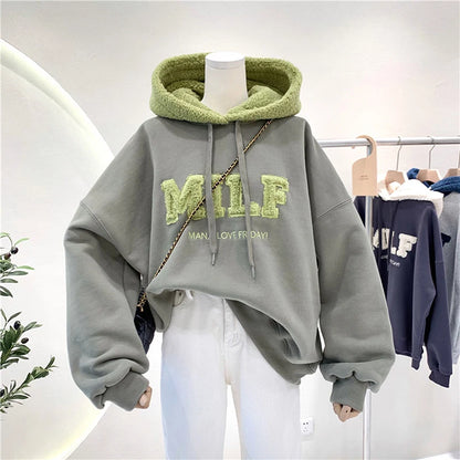 Women's "MILF" Graphic Oversized Cotton Hoodie