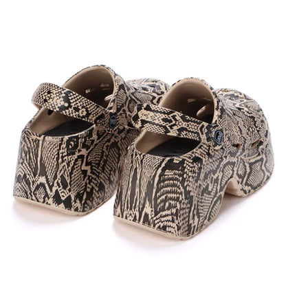 Leopard Print Chunky Platform  for Women – Closed Toe Sandals with Thick Sole