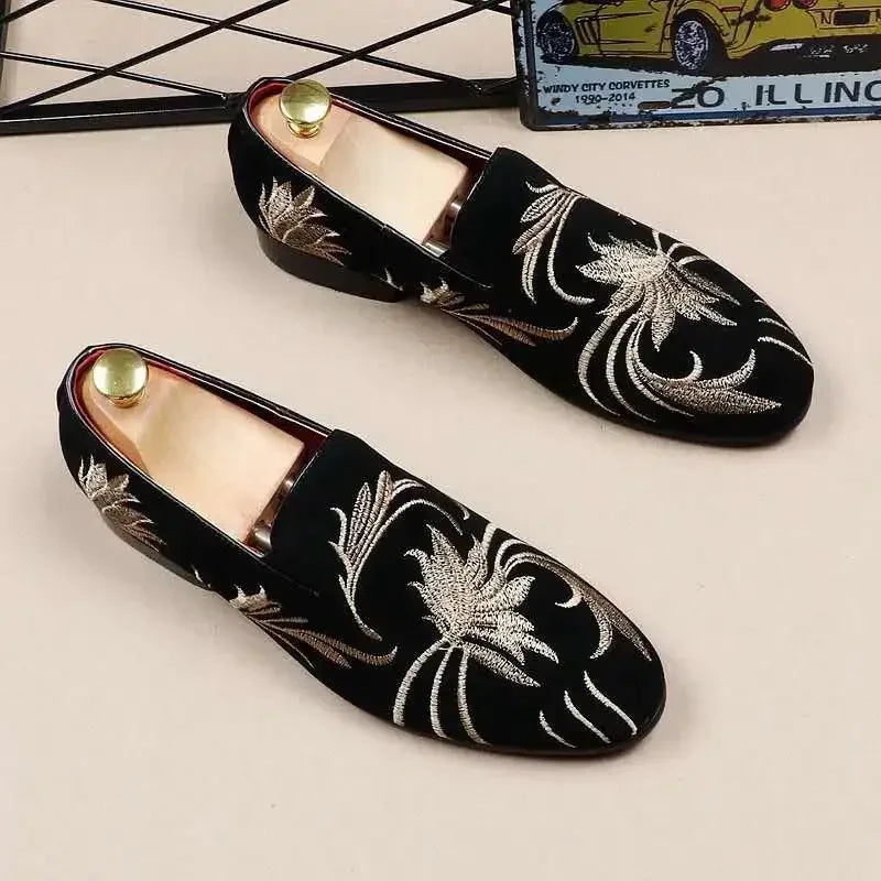 Men's Matte Comfort Shoes with Embroidery