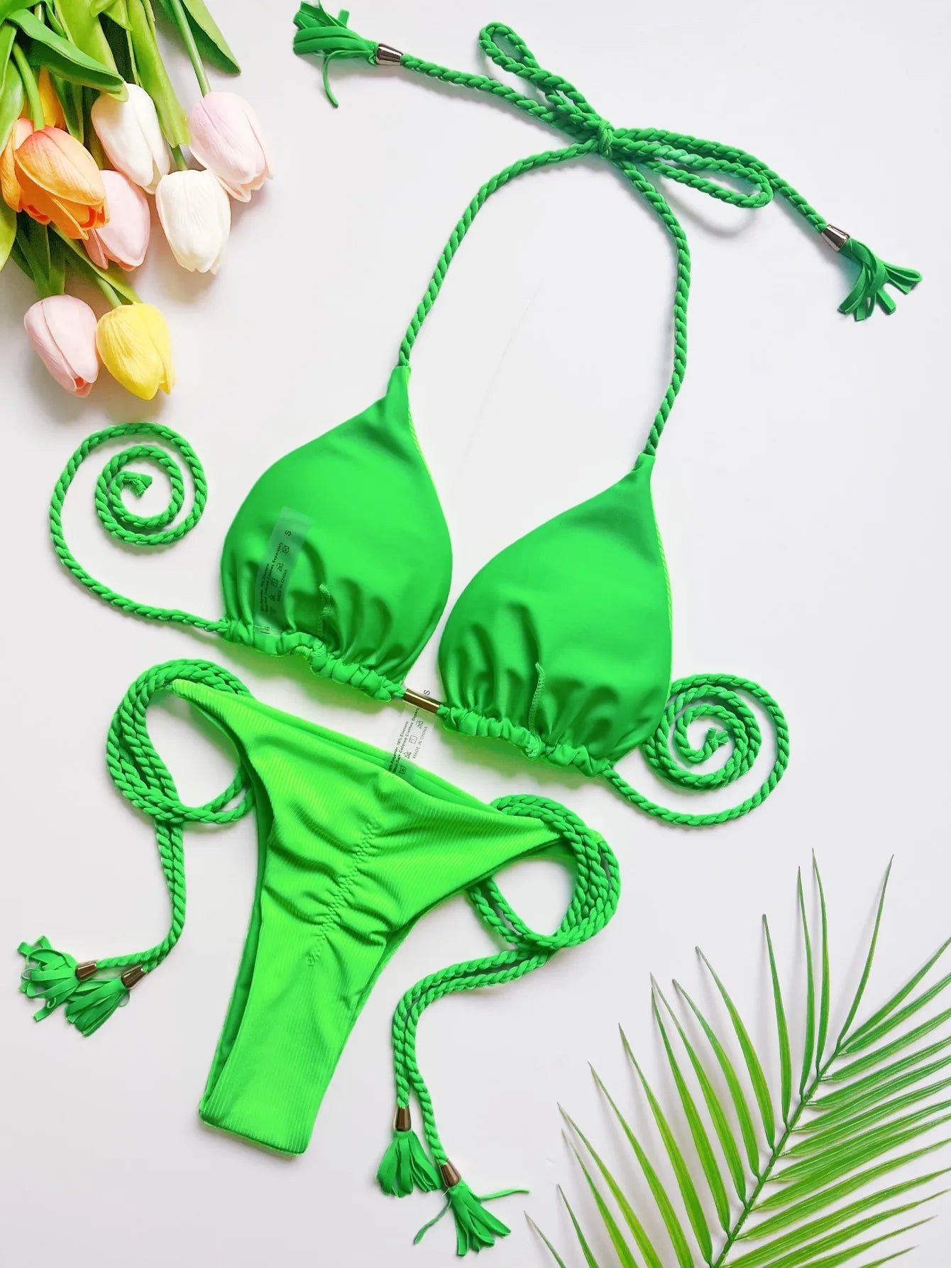 Emerald Green Two-Piece Triangle Bikini Set for Women