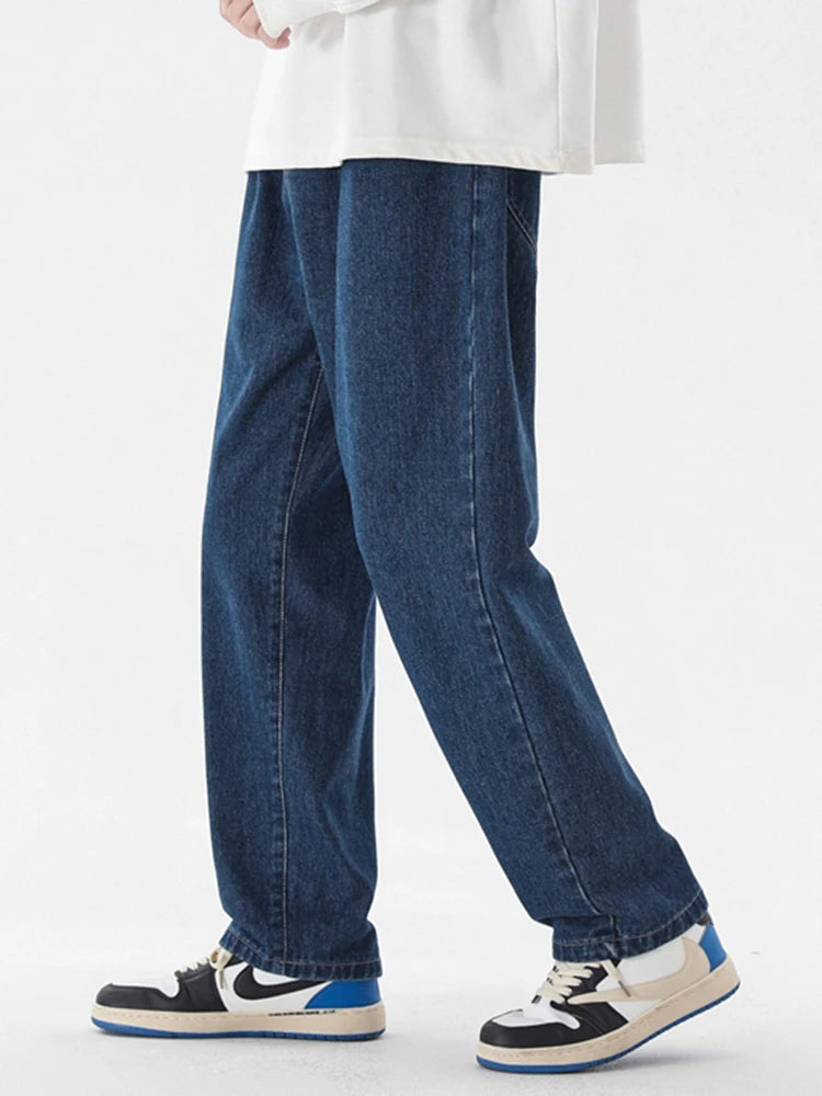 Korean Style Men's Casual Ankle-Length Straight Denim Jeans - Various Colors