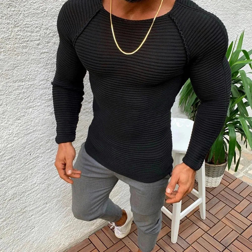 Men's Slim Fit Mock Neck Casual Sweater - Various Colors