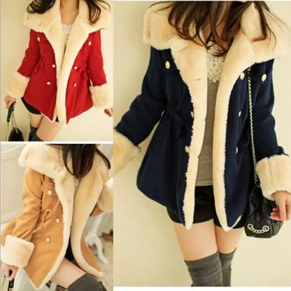 Womens Slim Woollen Coat - Various Colors