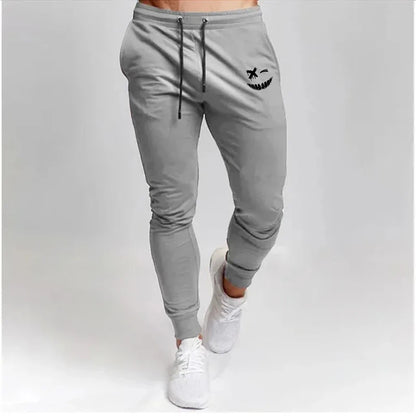 Smiley Face Graphic Men's Slim Fit Drawstring Joggers 