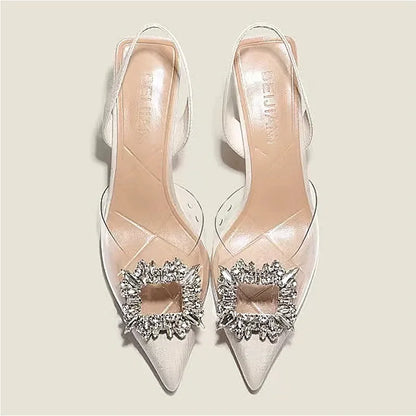 Clear Transparent Solid Color Pointed Toe Women's High Heels