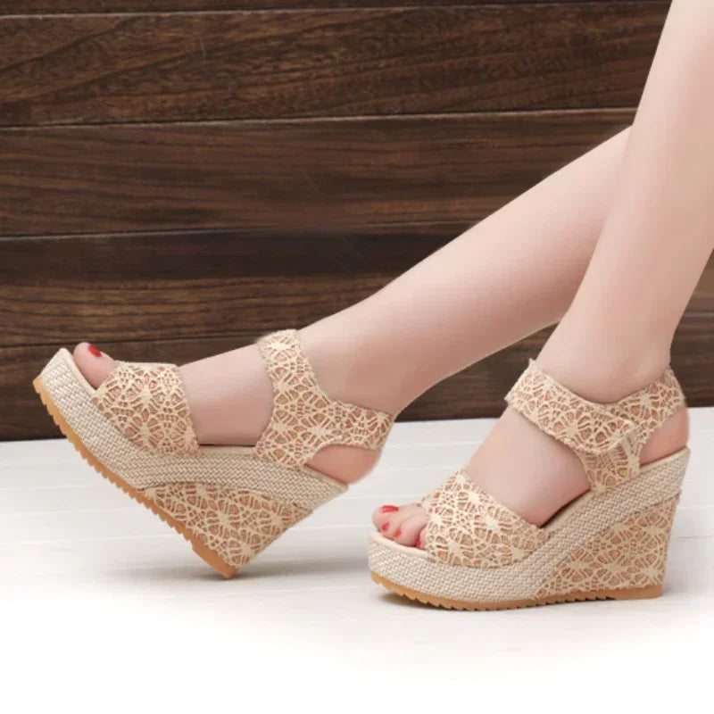 Women's Fashion Mesh Peep Toe Platform Footwear-Various Colors