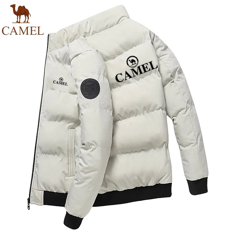 GOLDEN CAMEL Men's Thick Warm Puffer Jacket with Short Stand Collar