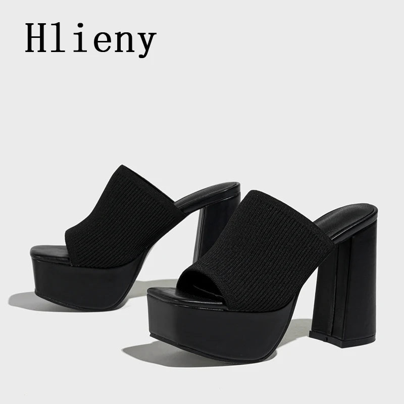 Open Toe High Heel Sandals for Women - Breathable Knitted Design