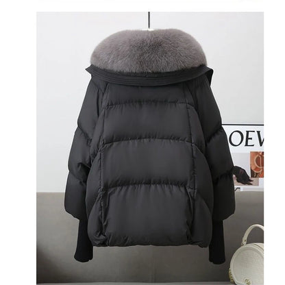 Women's Thickened Zipper Jacket with Detachable Faux Fur Collar