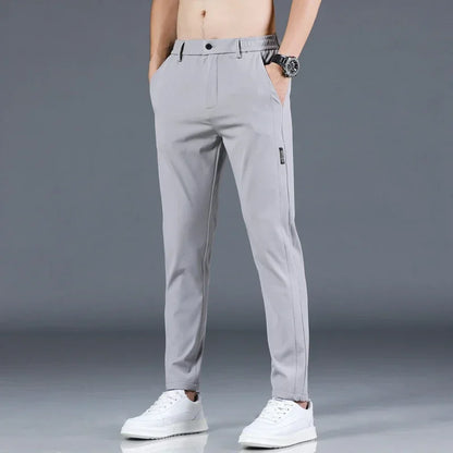 Slim Fit Stretch Men's Casual Pants with Elastic Waistband - Various Colors