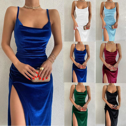 Slim Halter Dress with Side Cutout for Women