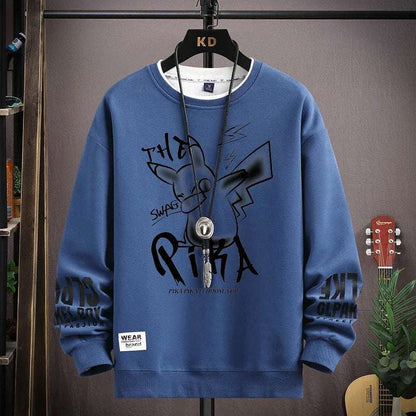 Men's Long Sleeve Sweatshirt with Cartoon Character Print