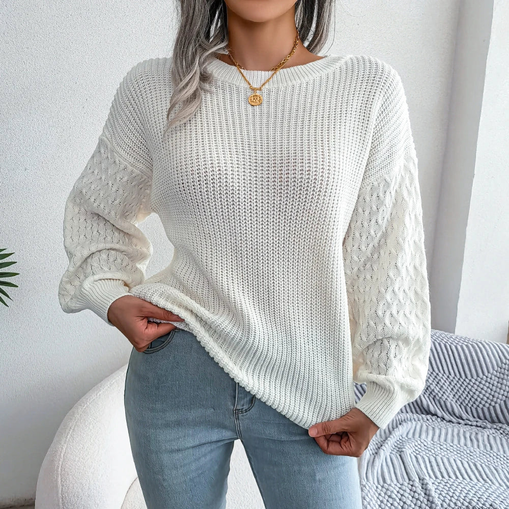 Casual Long Sleeve Knitted Sweater for Women