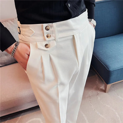 High-Quality Slim Fit Casual High-Waist Button Pants for Men