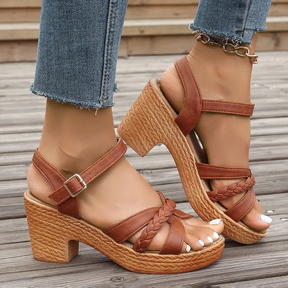 Lightweight Women's High Heeled Sandals with Ankle Buckle