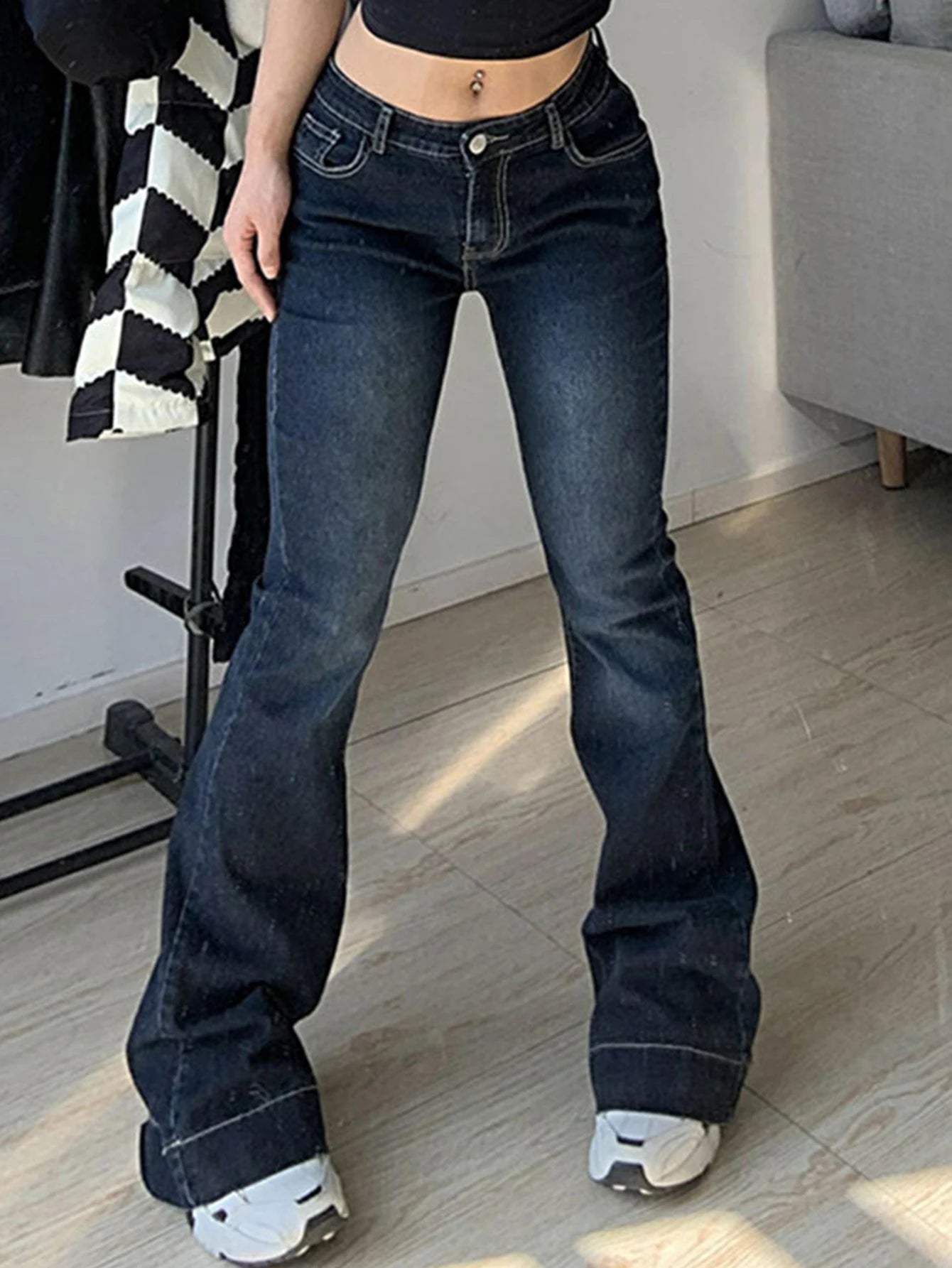 Women's Low Waist Gradient Flared Jeans