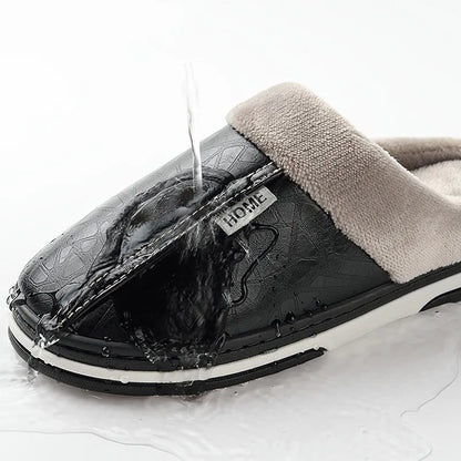 Unisex Waterproof Faux Leather Fluffy Casual Slides - Various Colors