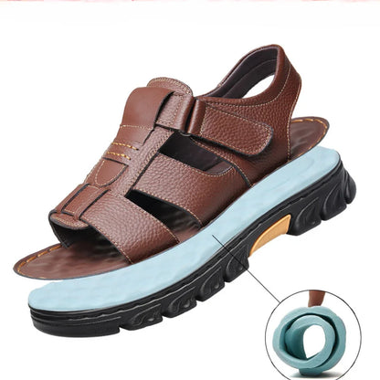 Men's Genuine Leather Sandals - Non-Slip Thick Sole Roman Style