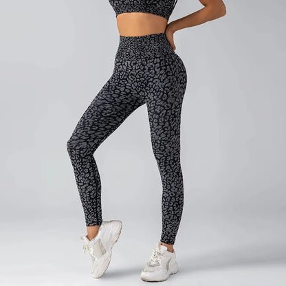 Women's Leopard Print Yoga Pants with Hip Lift and High Elasticity