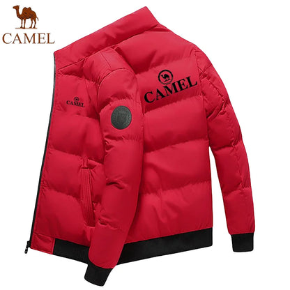 GOLDEN CAMEL Men's Thick Warm Puffer Jacket with Short Stand Collar