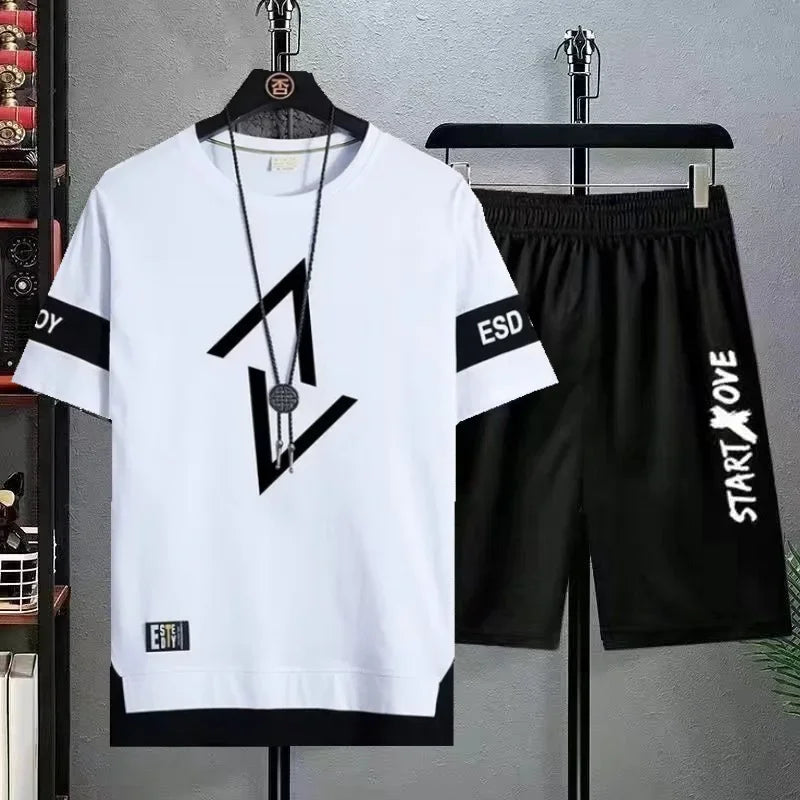 Men's Stylish Two-Piece T-Shirt and Shorts Set