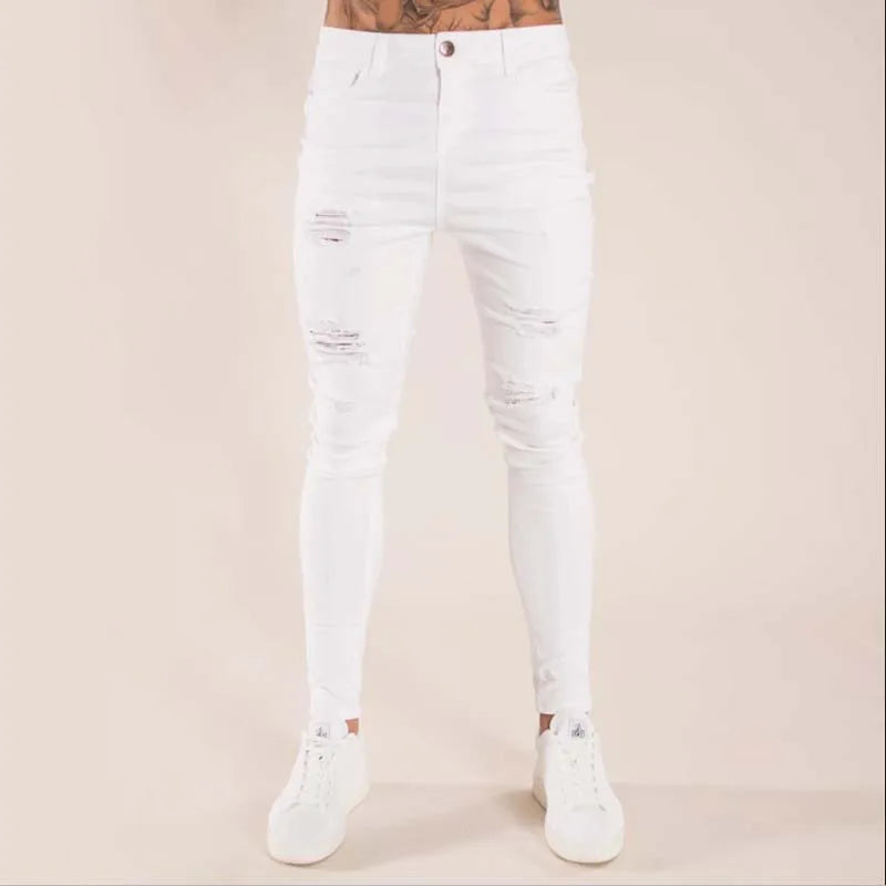 Men's Ripped Skinny Denim Jeans - Casual Style