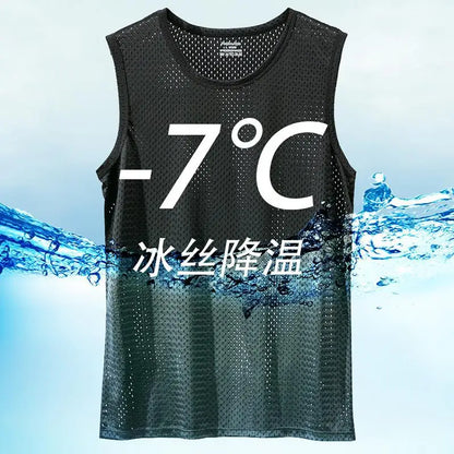 Men's Ice Silk Transparent Mesh Tank Top -  Various Colors