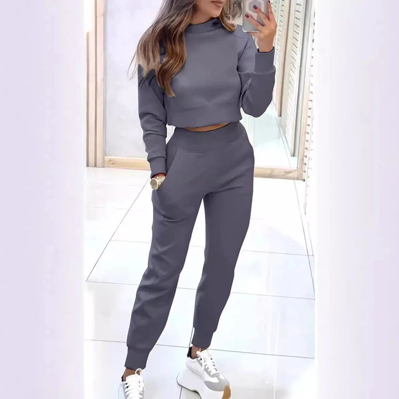 Women's Long Sleeve Sweater and Pants Two-Piece Set