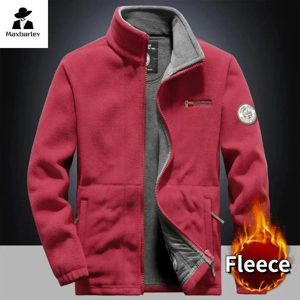 Men's Thickened Fleece Jacket with High Collar - Various Colors