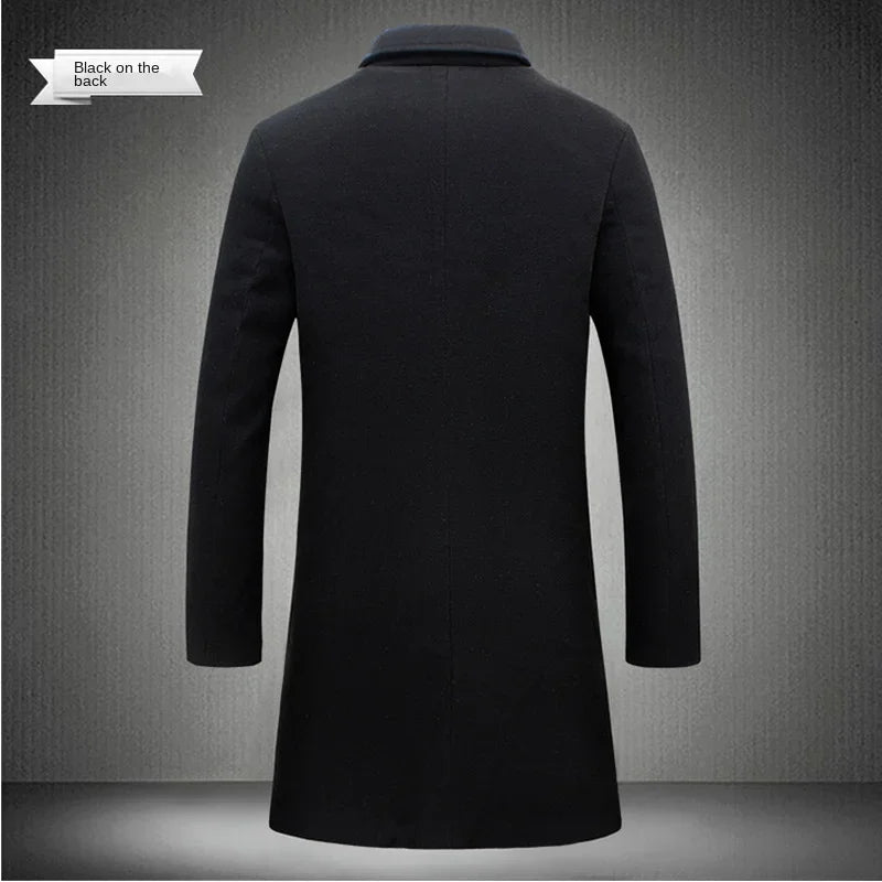 Mens Slim Fit Long Cotton Wool Blend Windbreaker Coat - Various Colors