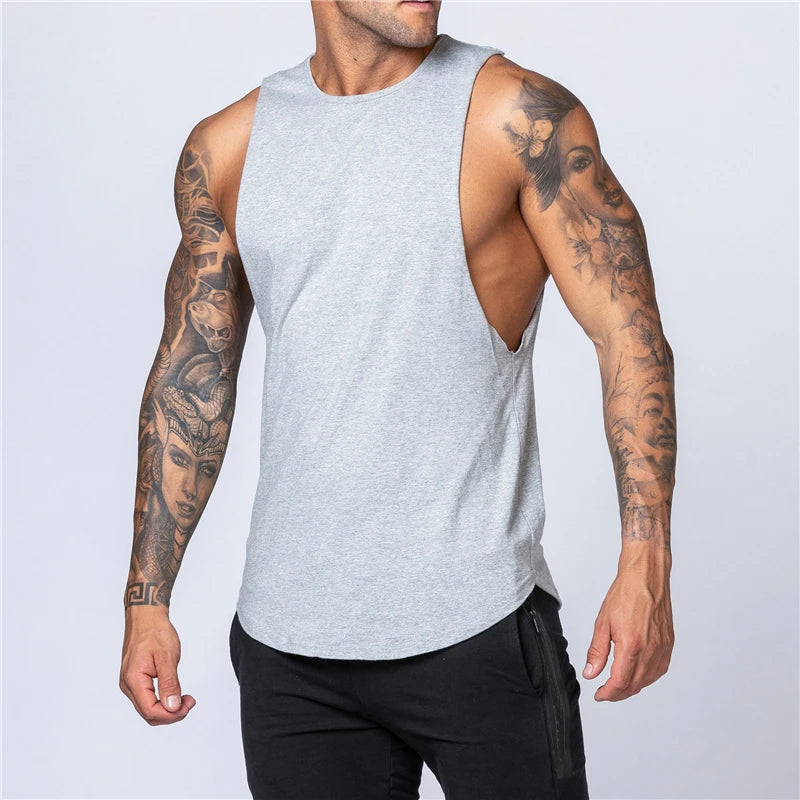 Men's Cotton Sleeveless Gym Tank Top - Various Colors