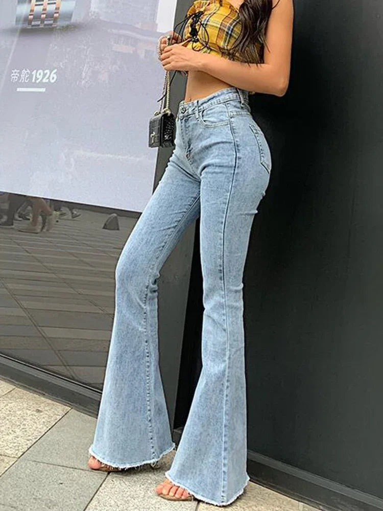 Women's Vintage High-Waisted Flare Denim Jeans