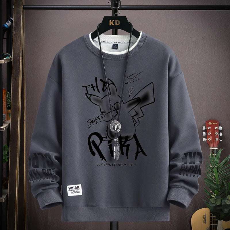 Men's Long Sleeve Sweatshirt with Cartoon Character Print