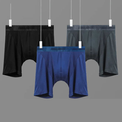 Men's Ice Silk Compression Shorts - Breathable Long Leg Pouch Design