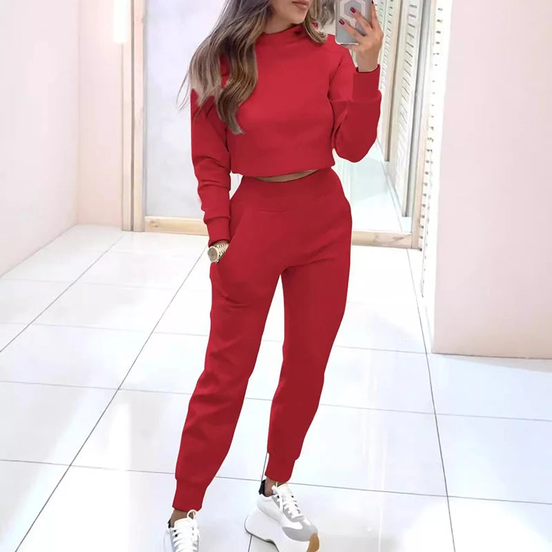 Women's Long Sleeve Sweater and Pants Two-Piece Set