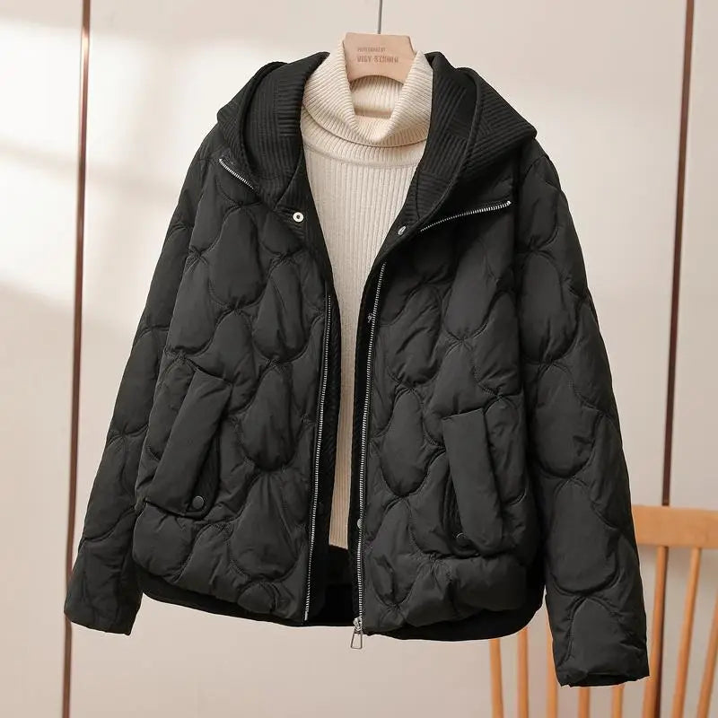 Korean-Style Oversized Quilted Jacket for Women